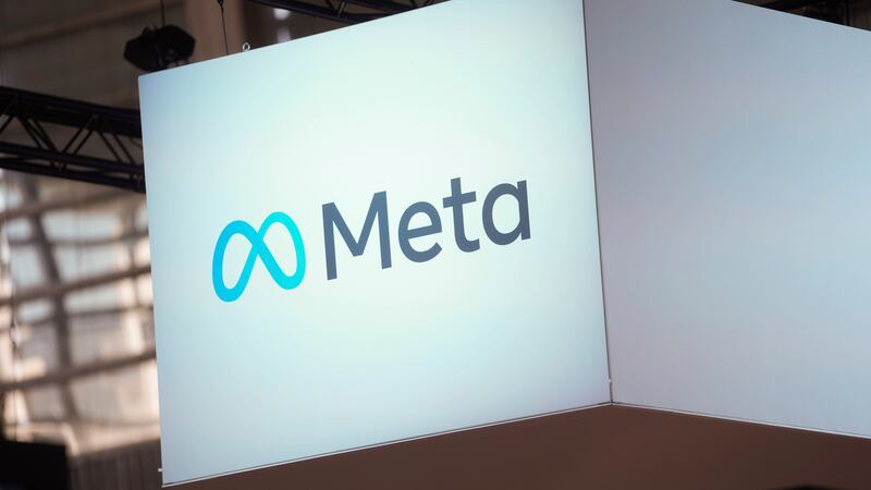 FILE - The Meta logo is seen at the Vivatech show in Paris, France, June 14, 2023. (AP...